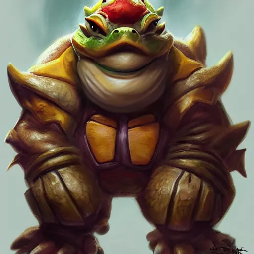 Image similar to bowser from super mario as realistic turtle character art portrait, matte fantasy painting, deviantart artstation, by jason felix by steve argyle by tyler jacobson by peter mohrbacher, cinema c 9. 0