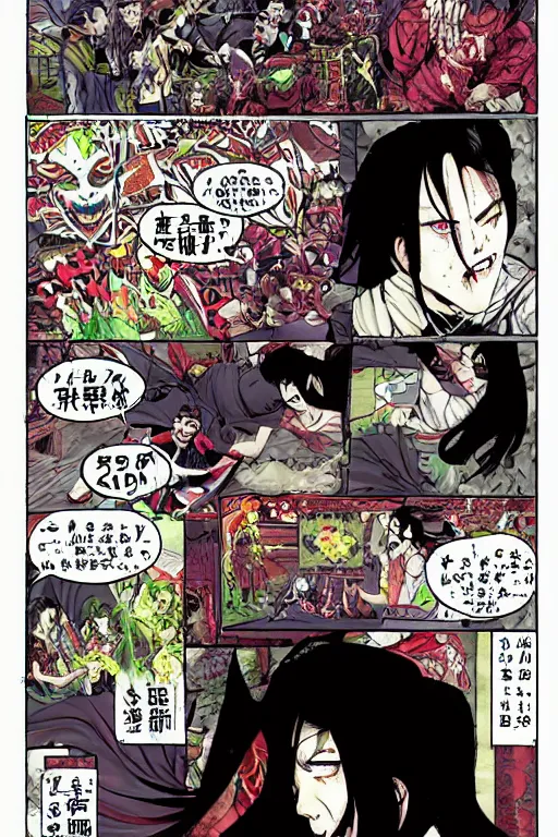 Image similar to 中 元 节, 中 国 鬼 节, king of hell, comic book page