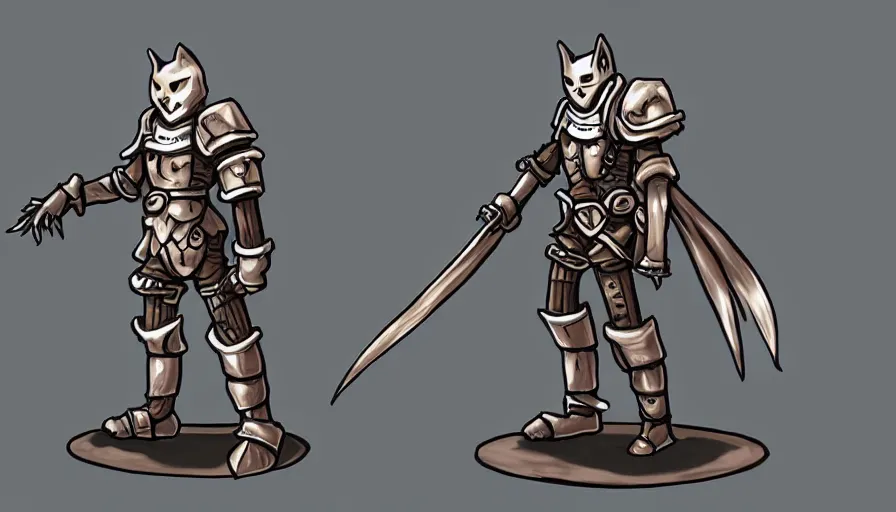 Image similar to warforged druid anime knight, cat man