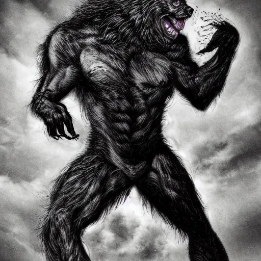 Prompt: photograph of a werewolf in mid transformation in the style of rick baker