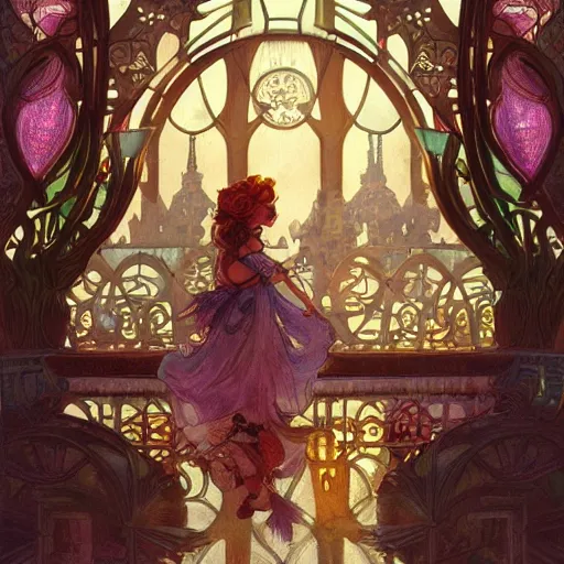 Image similar to super mario | highly detailed | very intricate | art nouveau | gold filigree | romantic storybook fantasy | soft cinematic lighting | award - winning | disney watercolor illustration by mandy jurgens and alphonse mucha and alena aenami | pastel color palette | featured on artstation