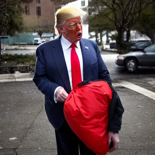 Image similar to donald trump as a homeless