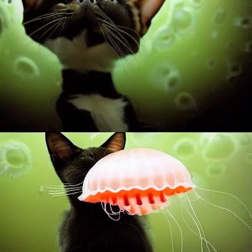 Image similar to a jellyfish - cat - hybrid, animal photography