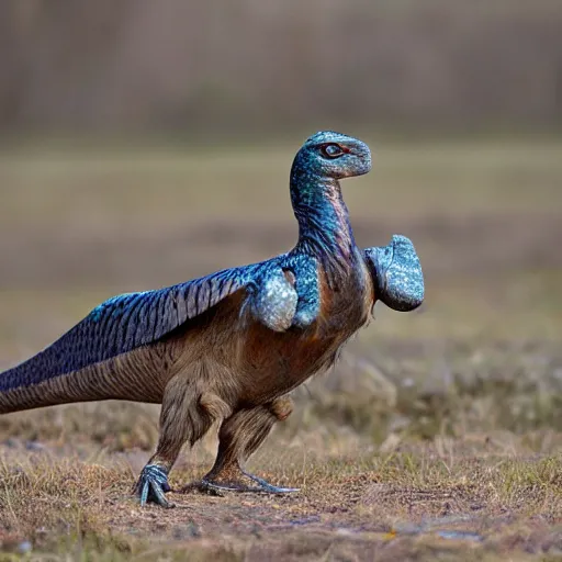 Image similar to blurry photograph of a feathered dinosaur