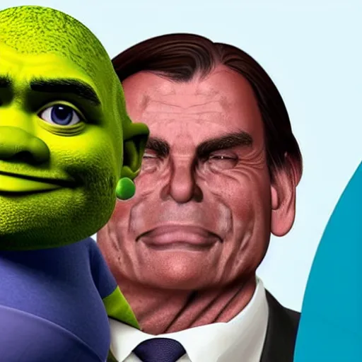 Image similar to pregnant bolsonaro with shrek, photorealistic, award winning, 8k,