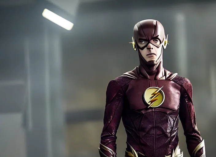 Image similar to film still of grant gustin as the flash in the new justice league!!! movie!!!, 4 k