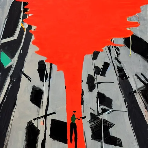 Image similar to by robert motherwell, by li wei street art. a beautiful performance art of a space battle with wild, bright colors.