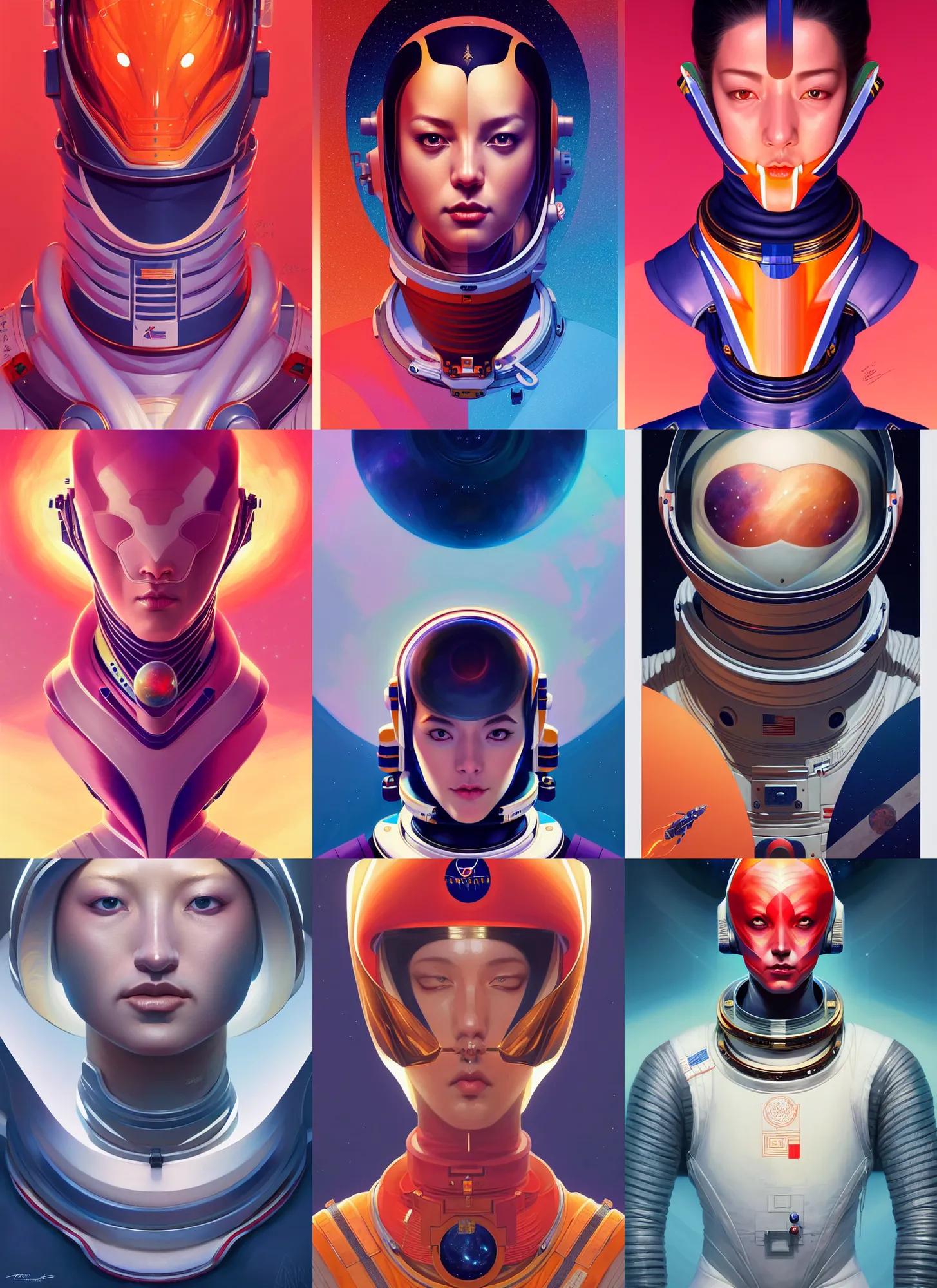 Prompt: symmetry!! genshin impact portrait of an astronaut, flamboyant, serene, intricate, highly detailed, dynamic lighting, digital art, digital painting, artstation, terence nielsen, sharp focus, illustration, art by artgerm and greg rutkowski and moebius, 8 k