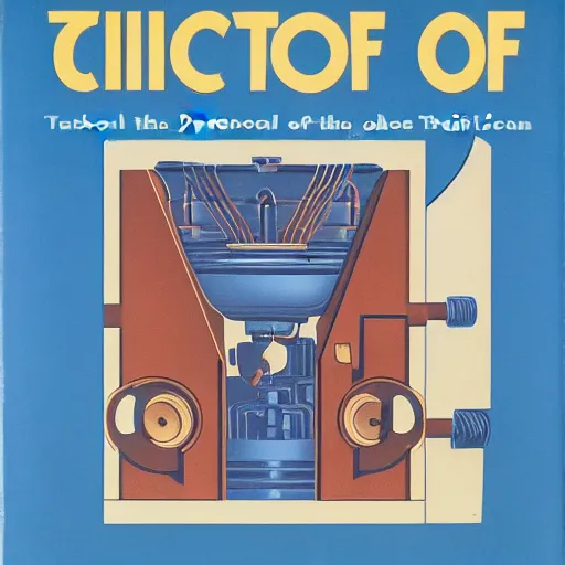 Prompt: technical book cover, 1 9 5 0, cult of the machine : precisionism and american art