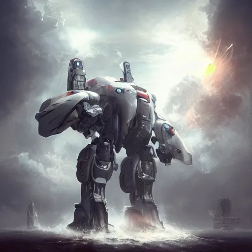 Prompt: Mecha Toilet seeks revenge, by Emmanuel Shiu