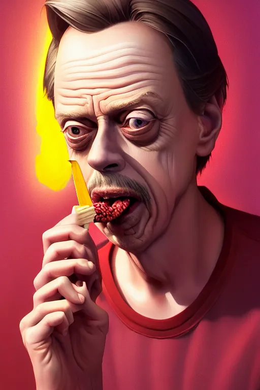 Image similar to Steve Buscemi with a popsicle, highly detailed, 2d game fanart behance hd by Jesper Ejsing, by RHADS, Makoto Shinkaih and Lois van baarle, ilya kuvshinov, rossdraws global illumination, cinematic, hyper-realistic, depth of field, coherent, high definition, 8k resolution octane renderer, artstation