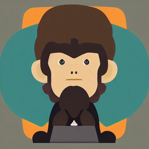 Prompt: monkey person in style of kurzgesagr