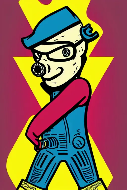 Image similar to fallout 7 6 retro futurist illustration art by butcher billy, sticker, colorful, illustration, highly detailed, simple, smooth and clean vector curves, no jagged lines, vector art, smooth andy warhol style