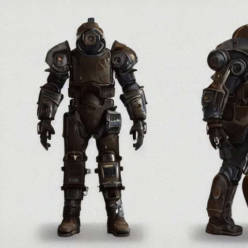 Image similar to fallout concept art armor render ultra unreal engine 5