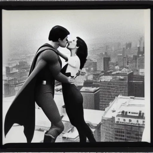 a polaroid photo of superman kissing lois lane while | Stable Diffusion