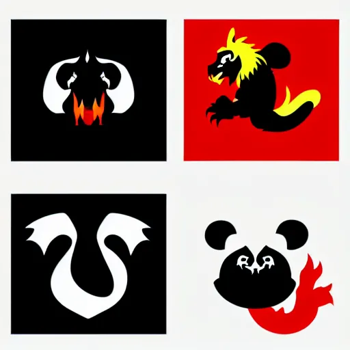 Image similar to vector art of welsh dragon and panda mixed, intercrossed, chimera, welsh flag, adobe illustrator