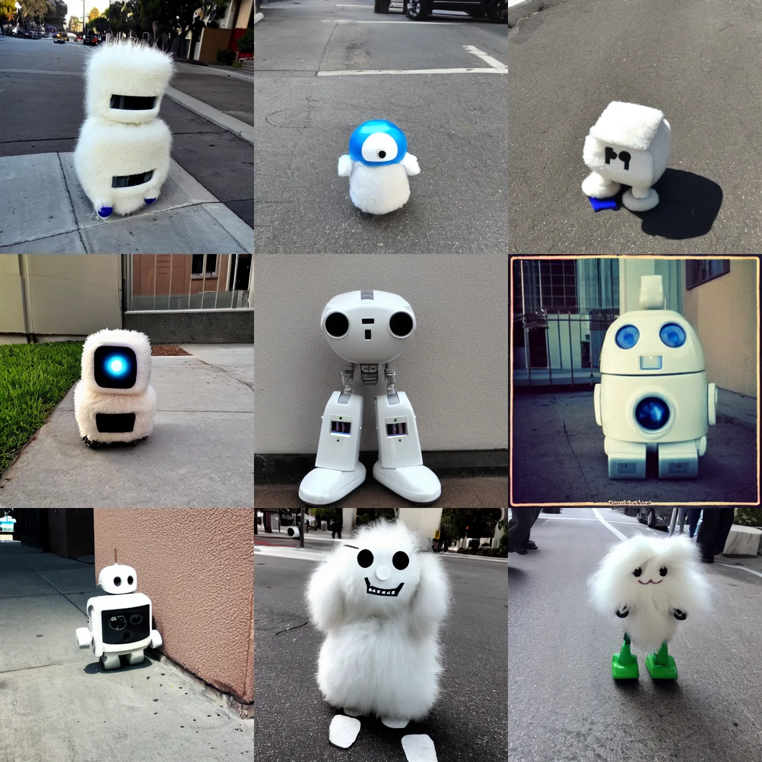 Prompt: i think this cute adorable fluffy little robot is following me, los angeles ca