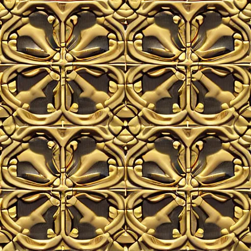 Image similar to 3d render of an abstract medieval pattern gold tile, symetrical