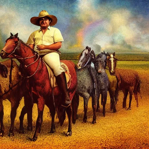 Prompt: pablo escobar as farmer leading the people in fourth state by pellizza da volpedo, masterpiece 4 k digital, highly detailed, trending on artstation, award winning