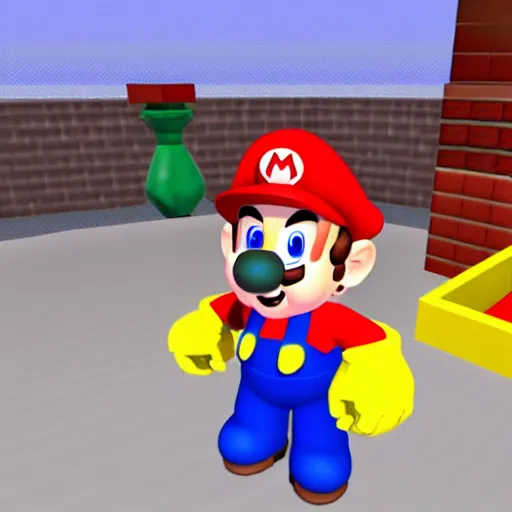 Prompt: mark zuckerberg as mario in super mario 64, in game footage