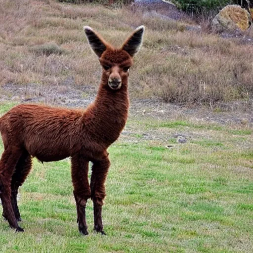 Image similar to a full grown alpaca - coyote - moose hybrid