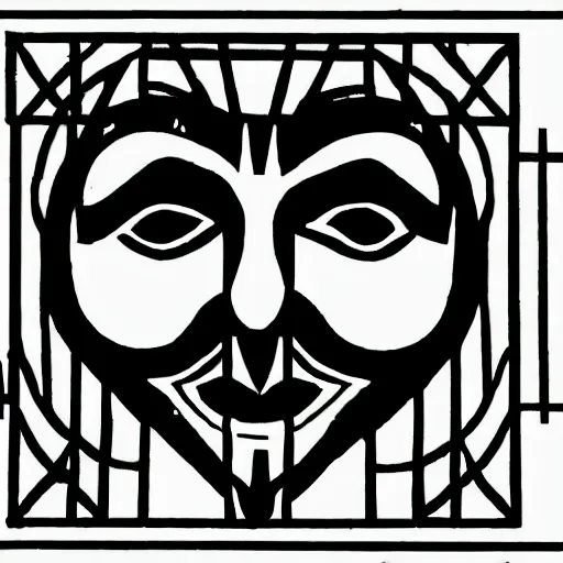 Prompt: a guy fawkes mask in the style of windows 3. 1 1