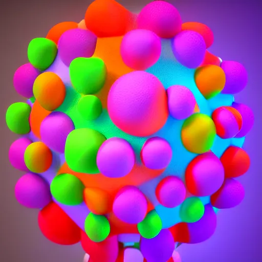 Image similar to : colorful abstract puffy floral sculpture art on the wall in modern architecture studio, meow wolf, cinematic lighting, hyper - realistic, detailed, render by c 4 d octane, unreal engine, 8 k 3 d render