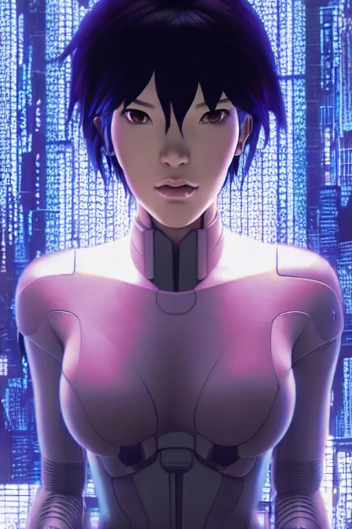 Image similar to weta disney pixar movie still portrait photo of ghost in the shell anime : : as motoko kusanagi by pixar : : by ilya kuvshinov, rossdraws, artgerm, maxim cover, octane render, 3 d, volumetric lighting, anti aliasing, raytracing : :