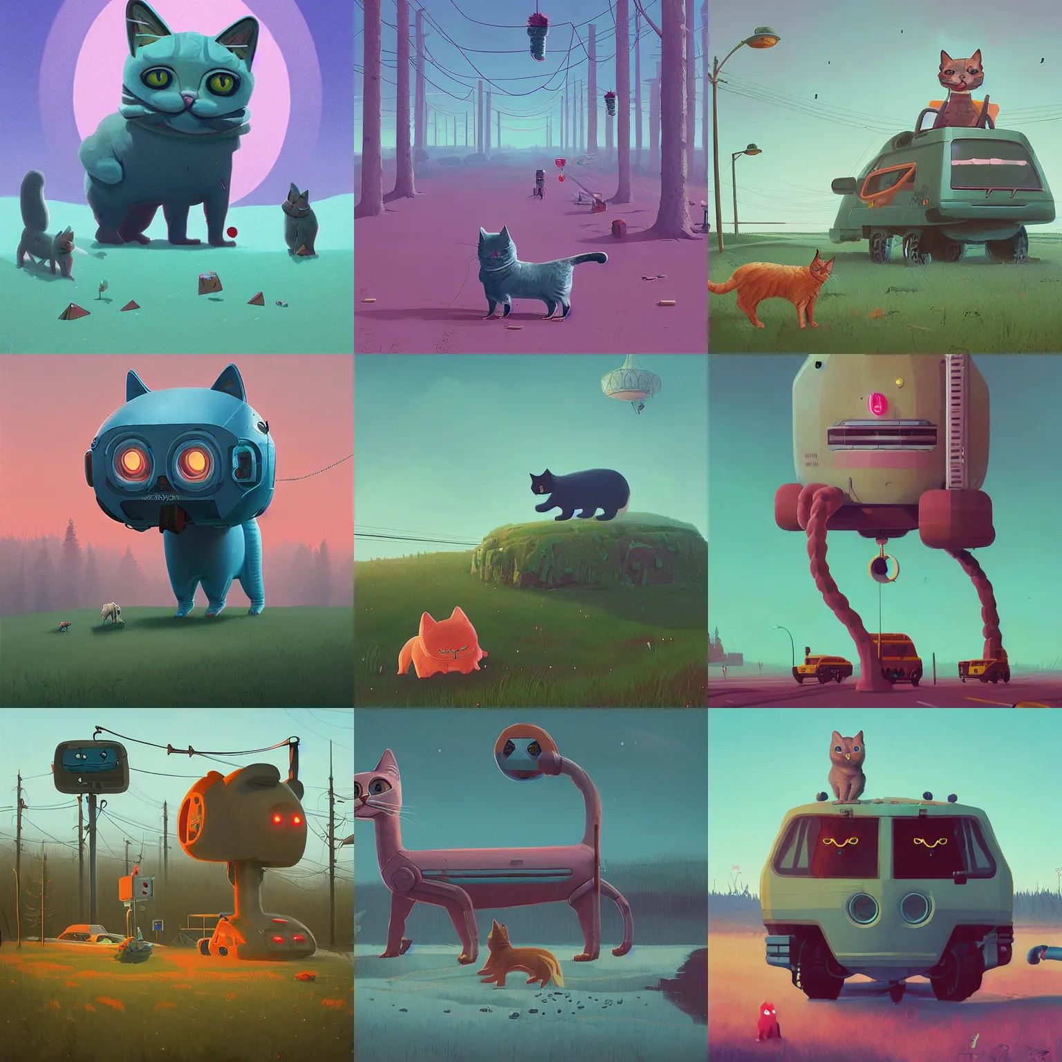 Prompt: ! dream cute cat da 4 i by simon stalenhag