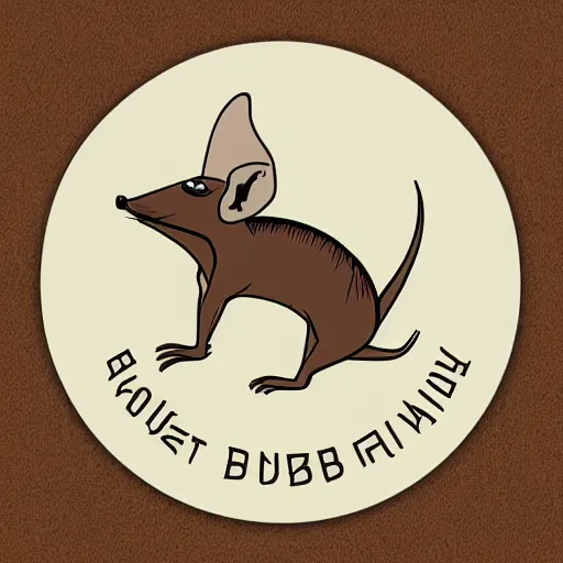 Image similar to circular logo of a stylized muad'dib jerboa from dune