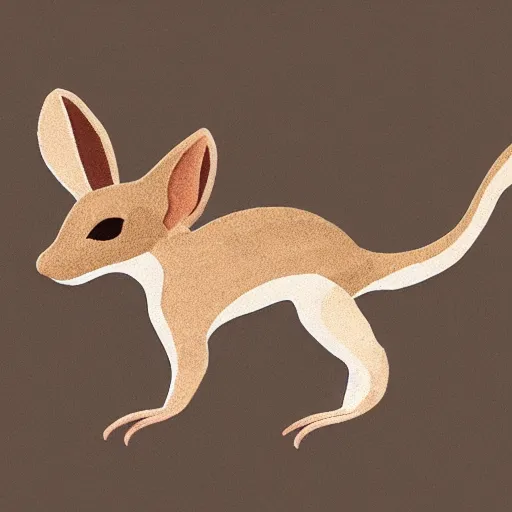 Image similar to logo of a jerboa in a minimalist style, sand color, beige and brown