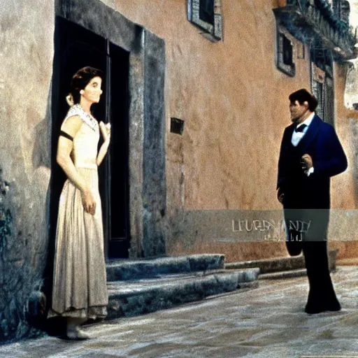 Image similar to a scene from the leopard by luchino visconti with burt lancaster and claudia cardinale set in sicily in the 1 9 th century. technicolor, masterpiece cinematic