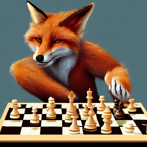 Image similar to An anthro fox playing chess, facing the viewer, trending on FurAffinity, energetic, dynamic, digital art, highly detailed, FurAffinity, anthro, furry, anthro, high quality, digital fantasy art, FurAffinity, favorite, character art