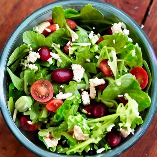 Image similar to A bowl of salad made out of tiny bowls