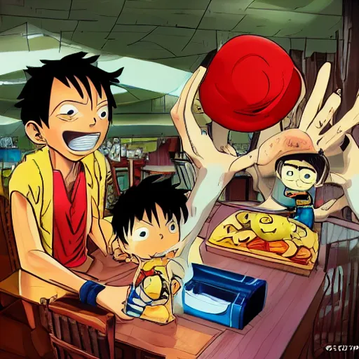 Image similar to luffy in McDonald's