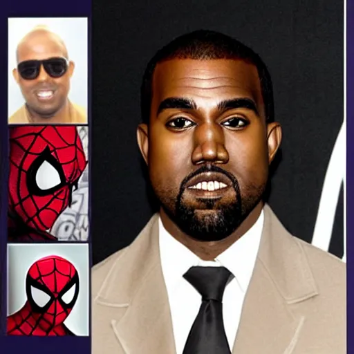 Prompt: spiderman unmasked kanye west