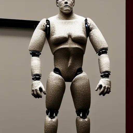 Image similar to a realistic detailed photo of a guy who is an attractive humanoid who is half robot and half humanoid, who is a male android, wrestler jack swagger, shiny skin, posing like a statue, blank stare, by the pool, on display, showing off his muscles, humanoid robot, frozen ice statue