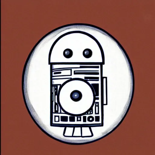 Image similar to Court sketch of a droid with googly eyes talking to a wall