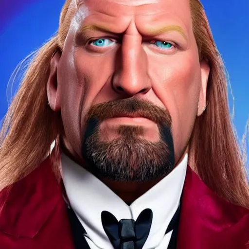 Image similar to Head-to-shoulder shot of Triple H as a Disney villain