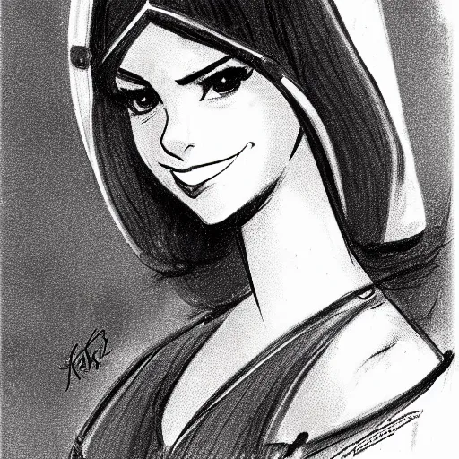 Image similar to milt kahl sketch of victoria justice as princess padme from star wars episode 3