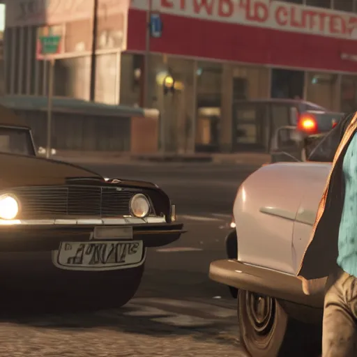 Prompt: martin freeman in gta v, looking confused, a car exploding in the background. unreal engine 4 render 4 k