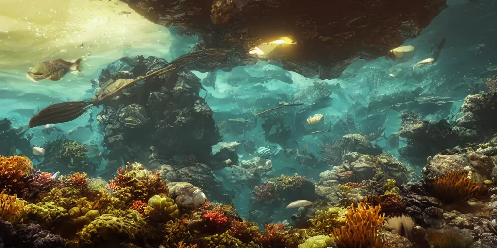 Prompt: underwater enviroment with Centrophryne spinulosa, unreal 5, hyperrealistic, realistic, photorealistic, dynamic lighting, highly detailed, cinematic landscape, studio landscape, studio lighting