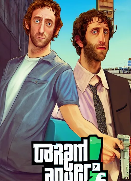 Image similar to a portrait of thomas middleditch as gta 5 cover art