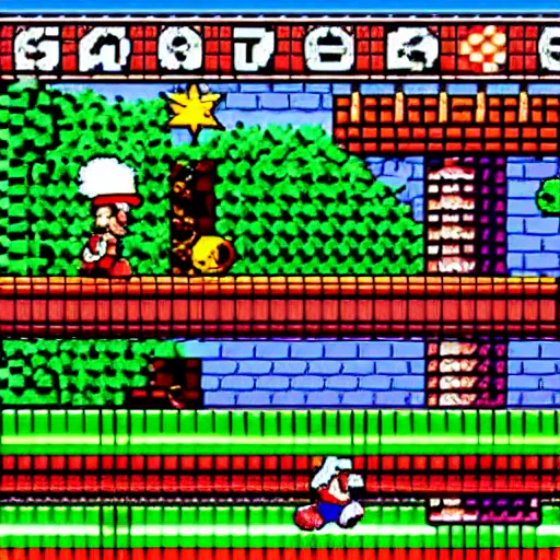 Prompt: super mario snes game 2 d screen picture