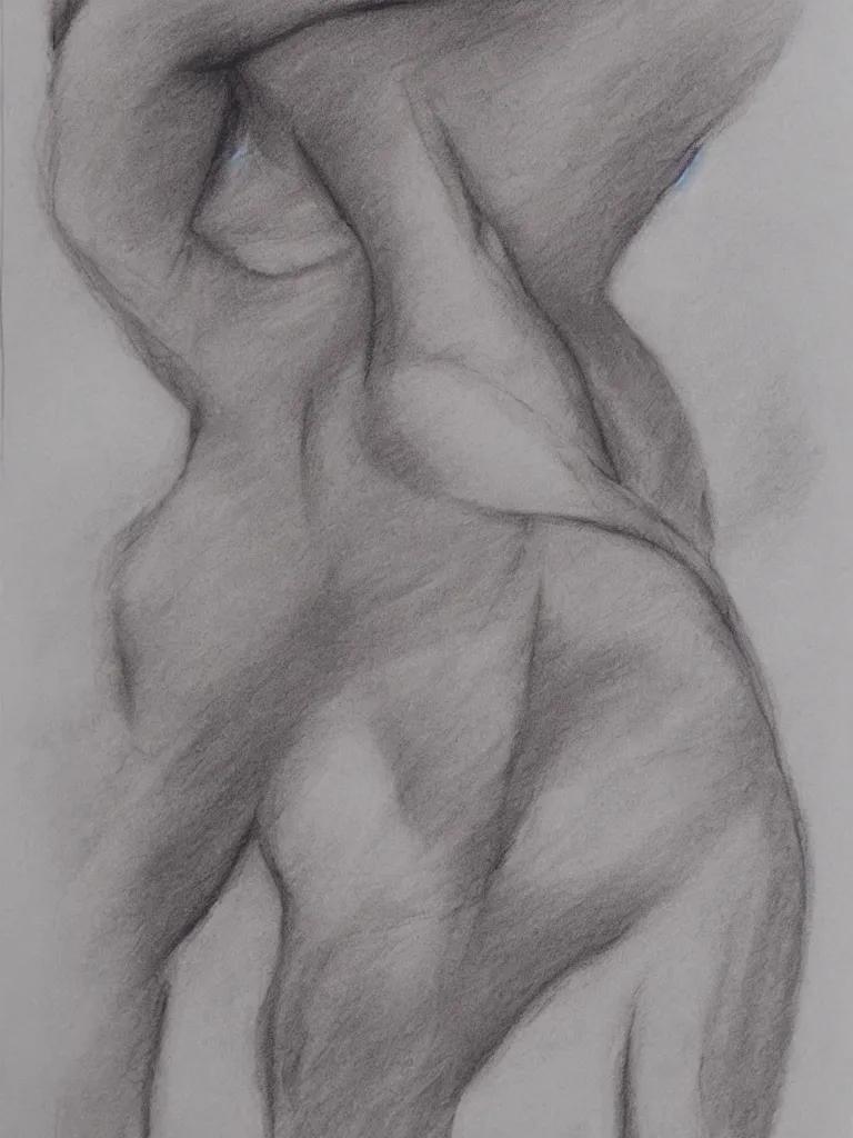 Image similar to chalk and charcoal life drawing of an elegant figure model | on toned paper