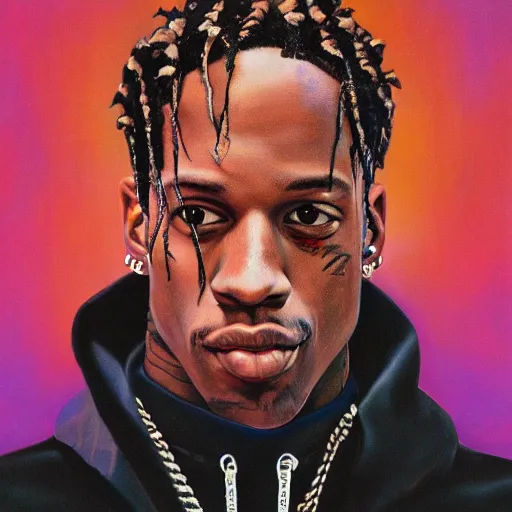 Prompt: Travis Scott by Brittany Myers, trending on ArtStation, detalied, 8K