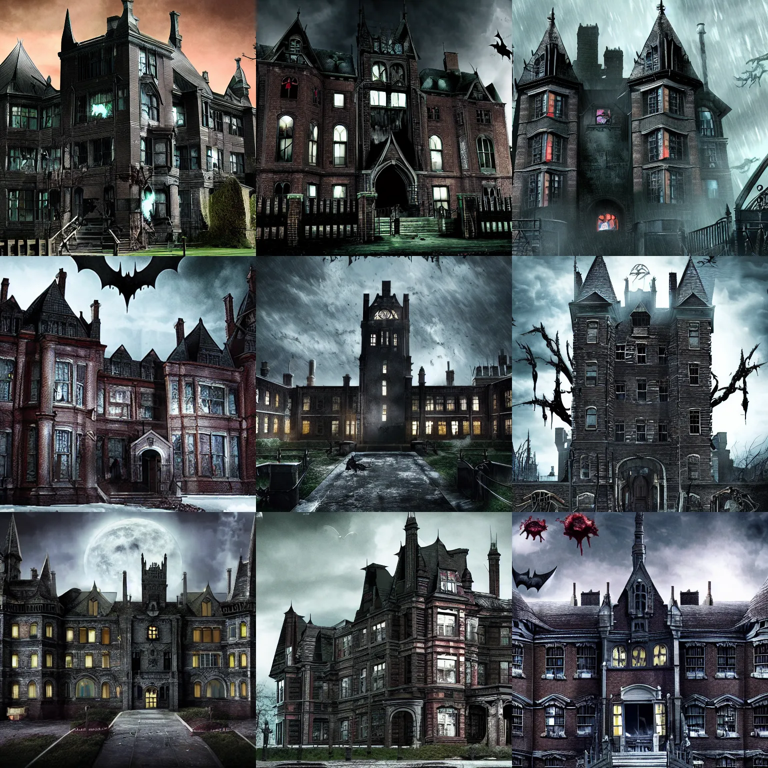 Prompt: arkham asylum a serious house on serious earth horror batman 4 k