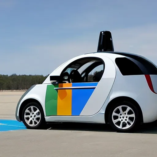 Image similar to google self driving car in shark mouth paint scheme