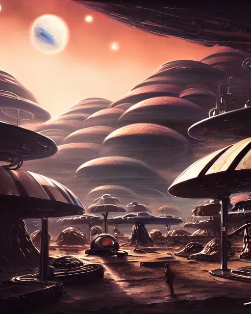 Image similar to a market stall on an alien planet. sci - fi. strange. detailed. meticulously rendered. hyperdetailed. trending on artstation. imax. deviant art. epic sky. astrophotography.