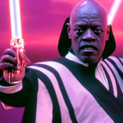 Image similar to beatlejuice as mace windu in star wars episode 3, 8k resolution, full HD, cinematic lighting, award winning, anatomically correct